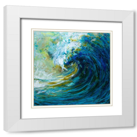 The Wave White Modern Wood Framed Art Print with Double Matting by Diannart