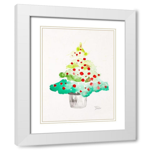 Festive Tree White Modern Wood Framed Art Print with Double Matting by Pinto, Patricia