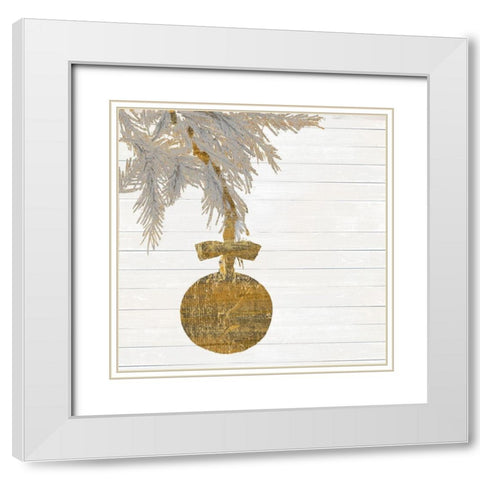 Retro Ornament on Stripes White Modern Wood Framed Art Print with Double Matting by Pinto, Patricia