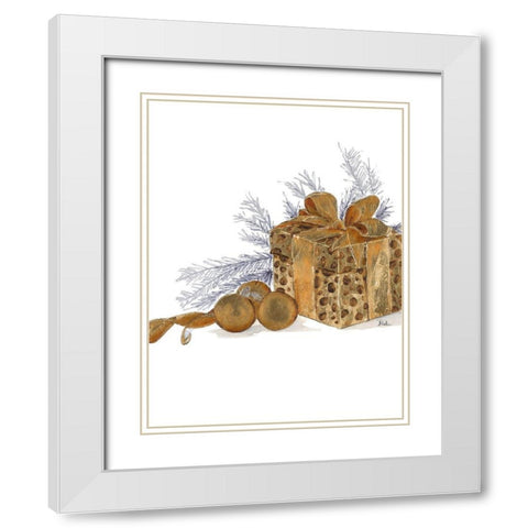 Present with Dots White Modern Wood Framed Art Print with Double Matting by Pinto, Patricia