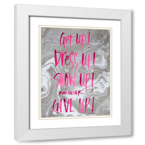 Never Give Up Grey Marble White Modern Wood Framed Art Print with Double Matting by Bryant, Susan
