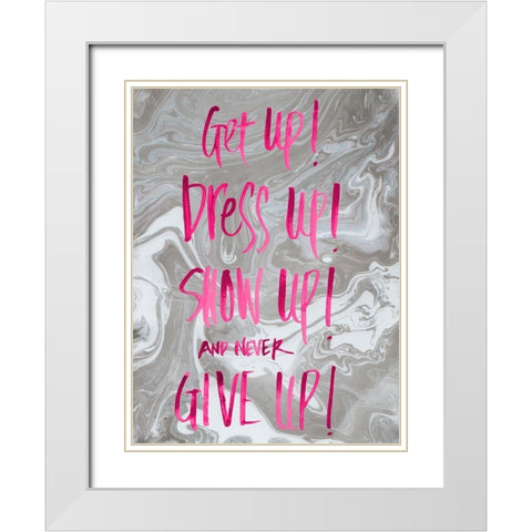 Never Give Up Grey Marble White Modern Wood Framed Art Print with Double Matting by Bryant, Susan