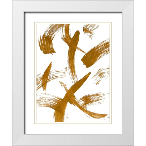Copper Strokes II White Modern Wood Framed Art Print with Double Matting by Bryant, Susan