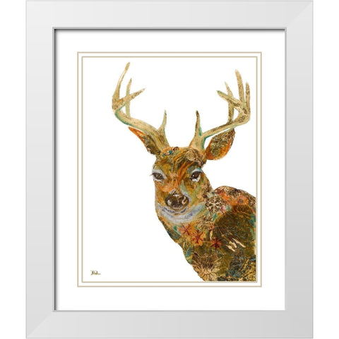 Retro Deer White Modern Wood Framed Art Print with Double Matting by Pinto, Patricia