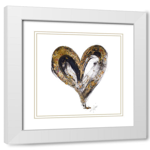 Heart Noir Strokes White Modern Wood Framed Art Print with Double Matting by Ritter, Gina