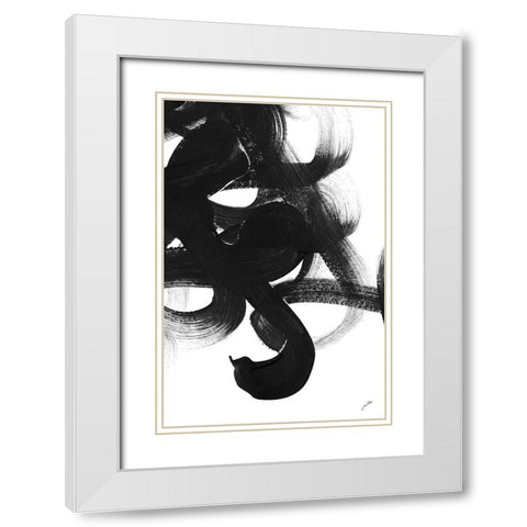 Noir Strokes I White Modern Wood Framed Art Print with Double Matting by Ritter, Gina