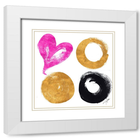 Heart and Circles White Modern Wood Framed Art Print with Double Matting by Ritter, Gina