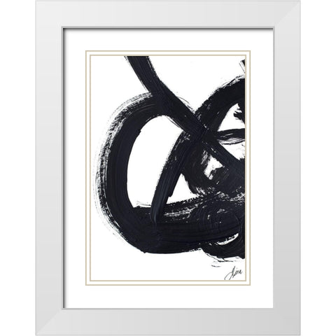 Noir Strokes III White Modern Wood Framed Art Print with Double Matting by Ritter, Gina
