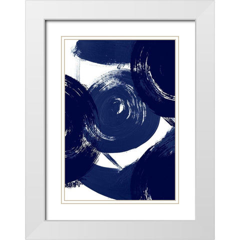 Indigo Swirl White Modern Wood Framed Art Print with Double Matting by Ritter, Gina