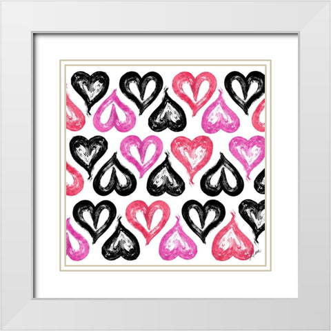 Heart Strokes Pattern White Modern Wood Framed Art Print with Double Matting by Ritter, Gina