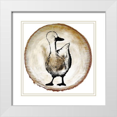 Barnyard Coop Circle III White Modern Wood Framed Art Print with Double Matting by Diannart