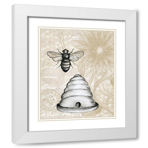 Bee Hives I White Modern Wood Framed Art Print with Double Matting by Medley, Elizabeth