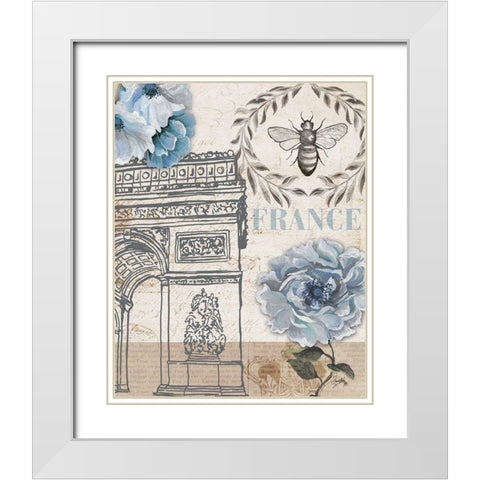 Paris Bee II White Modern Wood Framed Art Print with Double Matting by Medley, Elizabeth