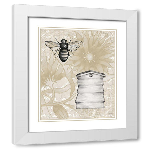 Bee Hives II White Modern Wood Framed Art Print with Double Matting by Medley, Elizabeth