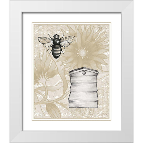 Bee Hives II White Modern Wood Framed Art Print with Double Matting by Medley, Elizabeth