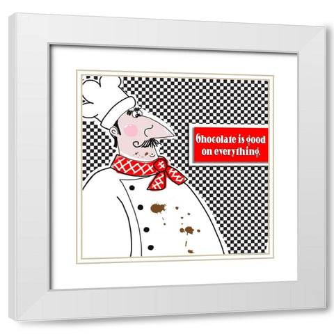 Bon Appetit Chef I White Modern Wood Framed Art Print with Double Matting by Mosher, Deidre