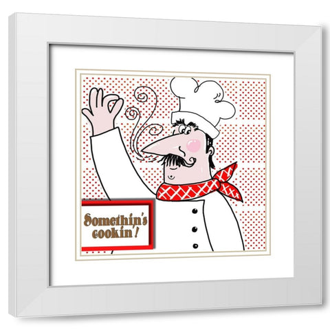 Bon Appetit Chef II White Modern Wood Framed Art Print with Double Matting by Mosher, Deidre