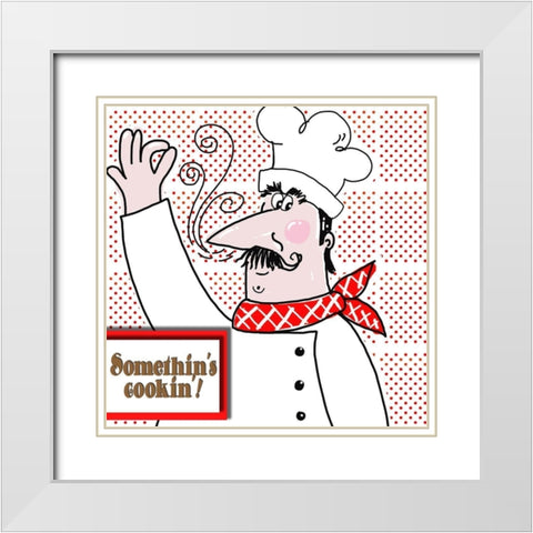 Bon Appetit Chef II White Modern Wood Framed Art Print with Double Matting by Mosher, Deidre