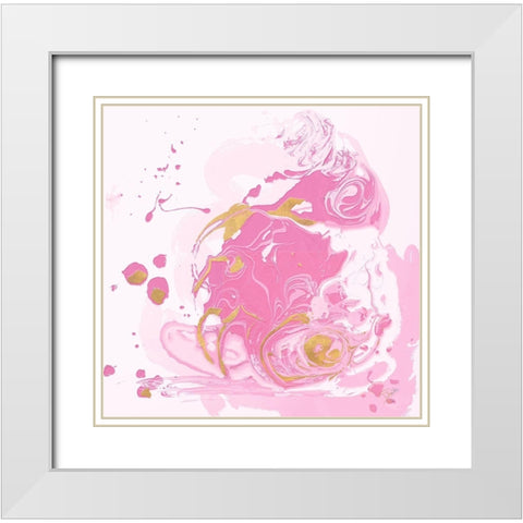 Pop Of Pink White Modern Wood Framed Art Print with Double Matting by Pinto, Patricia