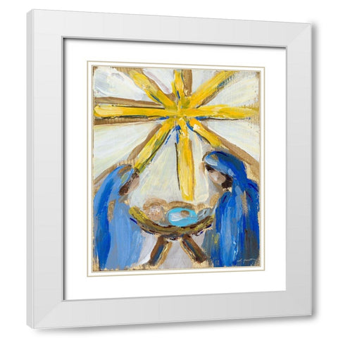 O Holy Night White Modern Wood Framed Art Print with Double Matting by Hewitt, L.