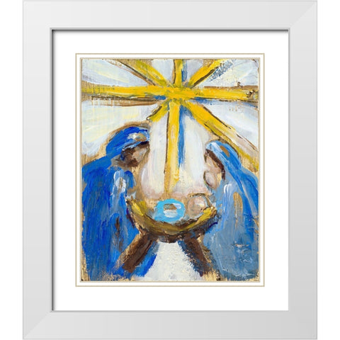 Nativity White Modern Wood Framed Art Print with Double Matting by Hewitt, L.