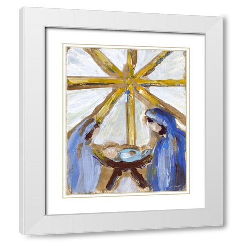 Manger White Modern Wood Framed Art Print with Double Matting by Hewitt, L.