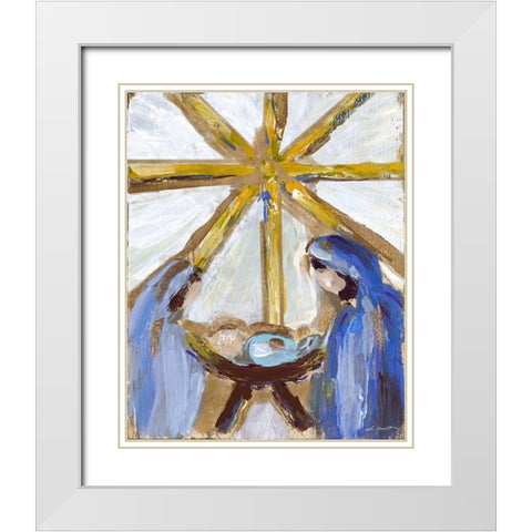 Manger White Modern Wood Framed Art Print with Double Matting by Hewitt, L.