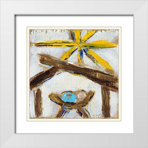 Manger White Modern Wood Framed Art Print with Double Matting by Hewitt, L.