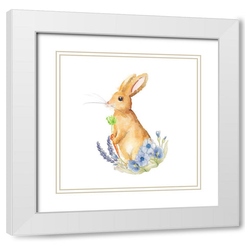 Spring Bunny I White Modern Wood Framed Art Print with Double Matting by Metz, Andi