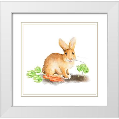 Spring Bunny III White Modern Wood Framed Art Print with Double Matting by Metz, Andi