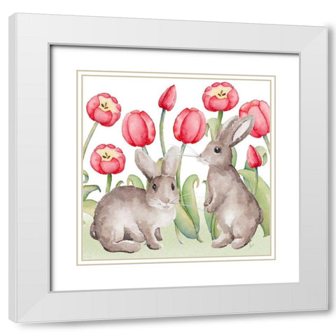 Easter Tulip II White Modern Wood Framed Art Print with Double Matting by Metz, Andi