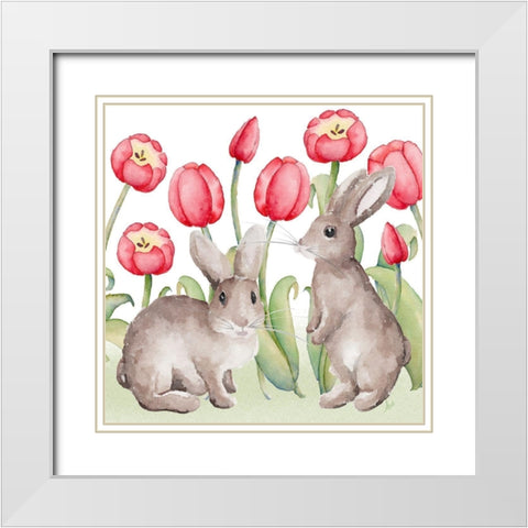 Easter Tulip II White Modern Wood Framed Art Print with Double Matting by Metz, Andi