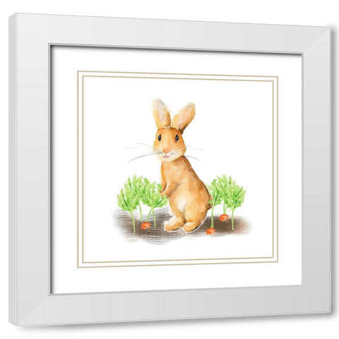 Spring Bunny IV White Modern Wood Framed Art Print with Double Matting by Metz, Andi