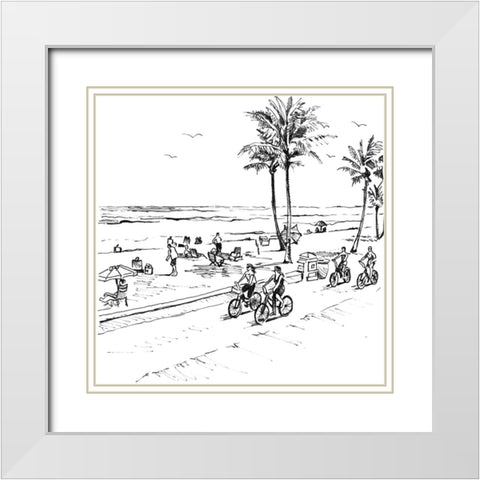 Boardwalk Scene I White Modern Wood Framed Art Print with Double Matting by Loreth, Lanie
