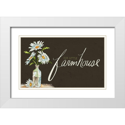 Our Little Farm Flower Vase White Modern Wood Framed Art Print with Double Matting by Medley, Elizabeth