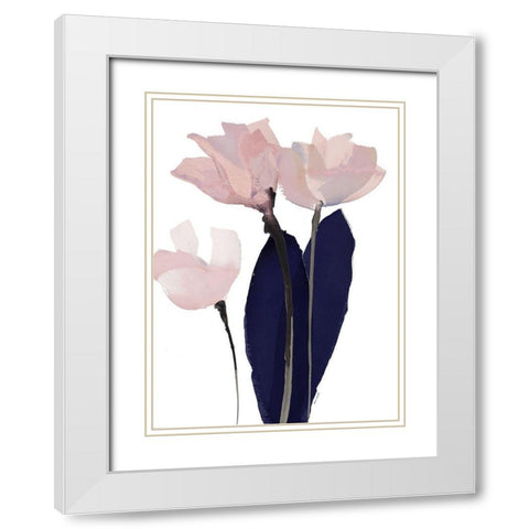 Triple Navy Whisper I White Modern Wood Framed Art Print with Double Matting by Loreth, Lanie