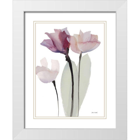Triple Whisper I White Modern Wood Framed Art Print with Double Matting by Loreth, Lanie