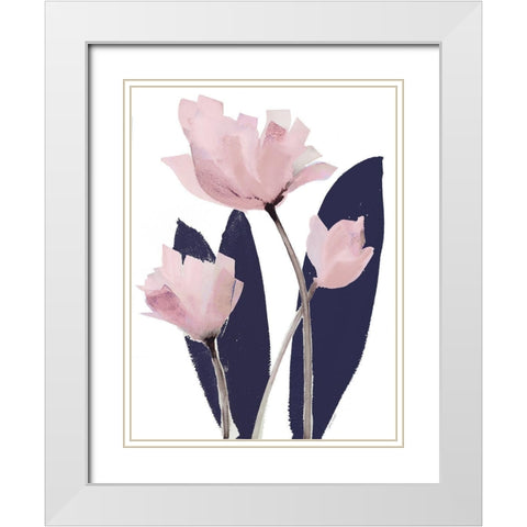 Triple Navy Whisper II White Modern Wood Framed Art Print with Double Matting by Loreth, Lanie