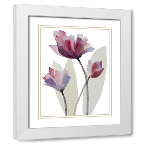 Triple Whisper II White Modern Wood Framed Art Print with Double Matting by Loreth, Lanie