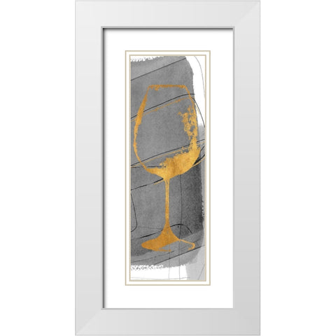 Golden Wine Glass II White Modern Wood Framed Art Print with Double Matting by Loreth, Lanie
