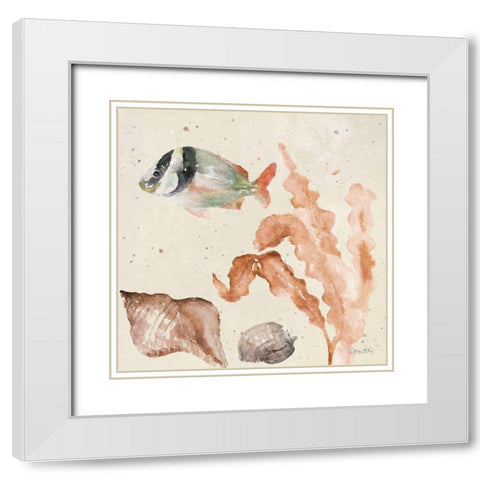 Medley Coral Renew I White Modern Wood Framed Art Print with Double Matting by Loreth, Lanie