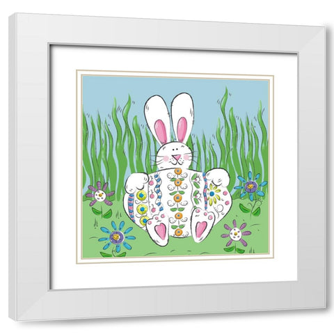 Rabbit Easter Egg White Modern Wood Framed Art Print with Double Matting by Mosher, Deidre