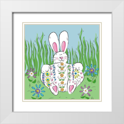 Rabbit Easter Egg White Modern Wood Framed Art Print with Double Matting by Mosher, Deidre
