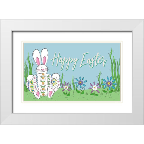 Happy Easter (rectangle) White Modern Wood Framed Art Print with Double Matting by Mosher, Deidre