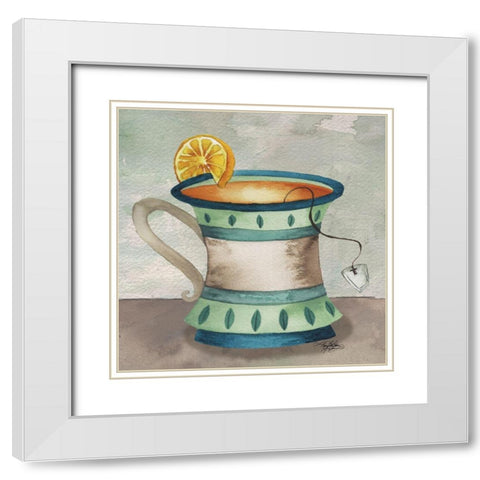 Cooling Tea White Modern Wood Framed Art Print with Double Matting by Baker, Mary Beth