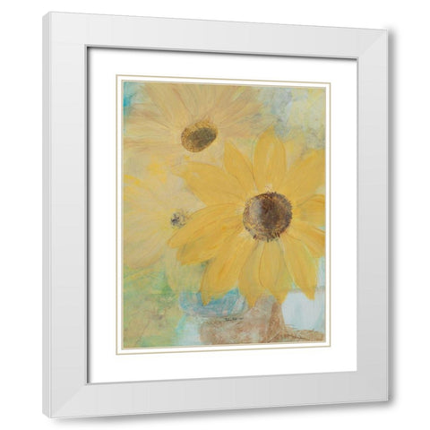 Big Sunflowers White Modern Wood Framed Art Print with Double Matting by Maria, Robin