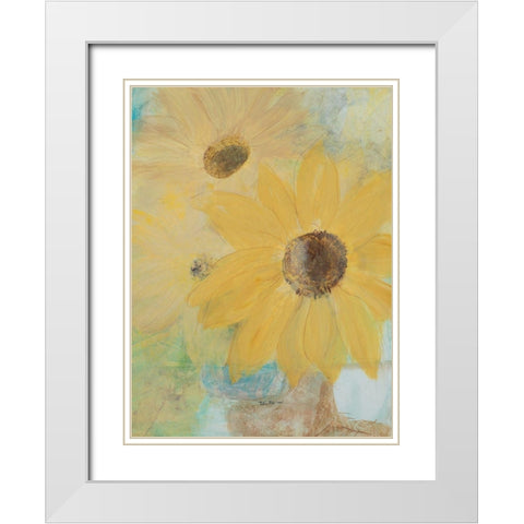 Big Sunflowers White Modern Wood Framed Art Print with Double Matting by Maria, Robin