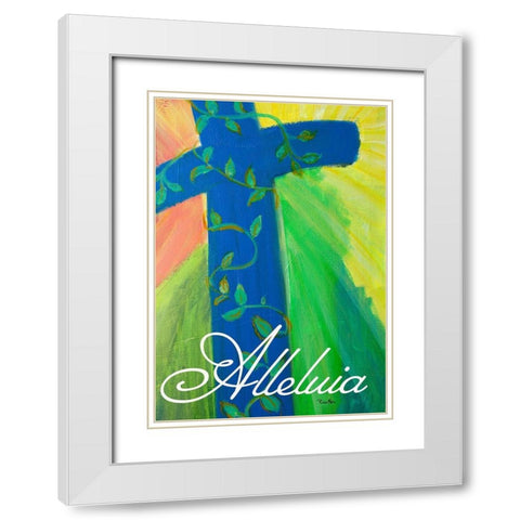 Alleluia Cross White Modern Wood Framed Art Print with Double Matting by Maria, Robin