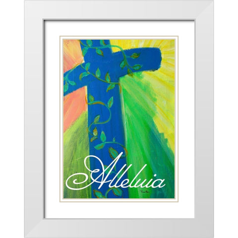 Alleluia Cross White Modern Wood Framed Art Print with Double Matting by Maria, Robin