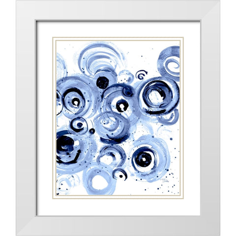 Circulation Indigo White Modern Wood Framed Art Print with Double Matting by Pinto, Patricia